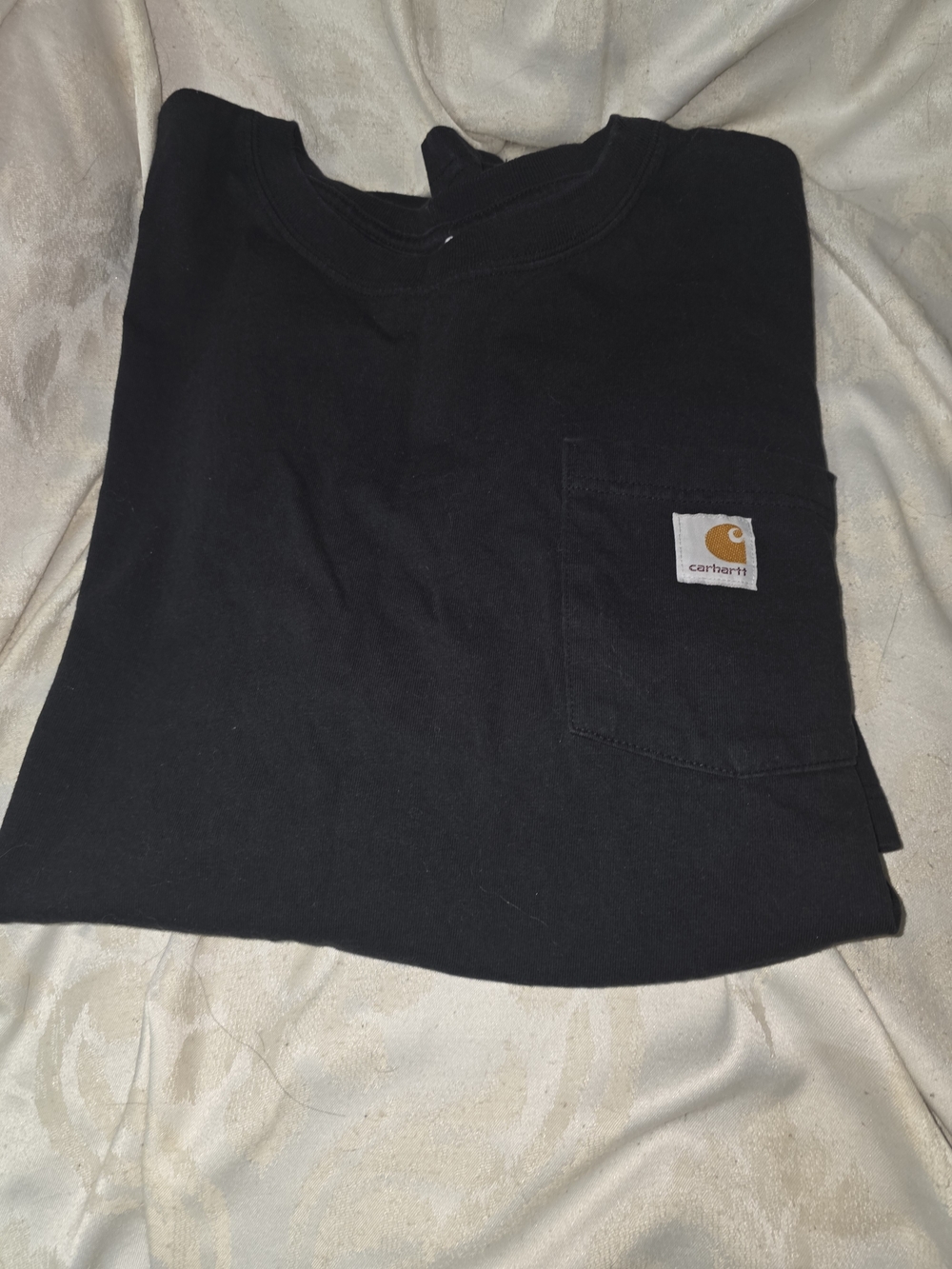 Carhartt Black Short-Sleeve Pocket Tee with Gold Logo Patch